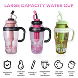Ice Cream Water Bottle with Straw & Tea Infuser | 1400ml | | Large Capacity Gym & Summer Drink Bottle | Random color