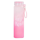 Pink Frosted Glass Water Bottle | Leak-Proof Insulated Bottle with Hello Master Decal Logo | 400ml