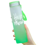 Green Frosted Glass Water Bottle | Leak-Proof Insulated Bottle with Hello Master Decal Logo | 400ml