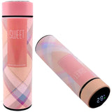 LED Temperature Display Water Bottle | Checkered Design | Smart Stainless Steel Vacuum 500ml Flask | Random Color