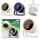 Desktop Circular Rechargeable Fan with 360° Adjustable Airflow | Model QL-02 | Quiet Personal Cooling Fan for Home, Office & Bedroom | Random Color