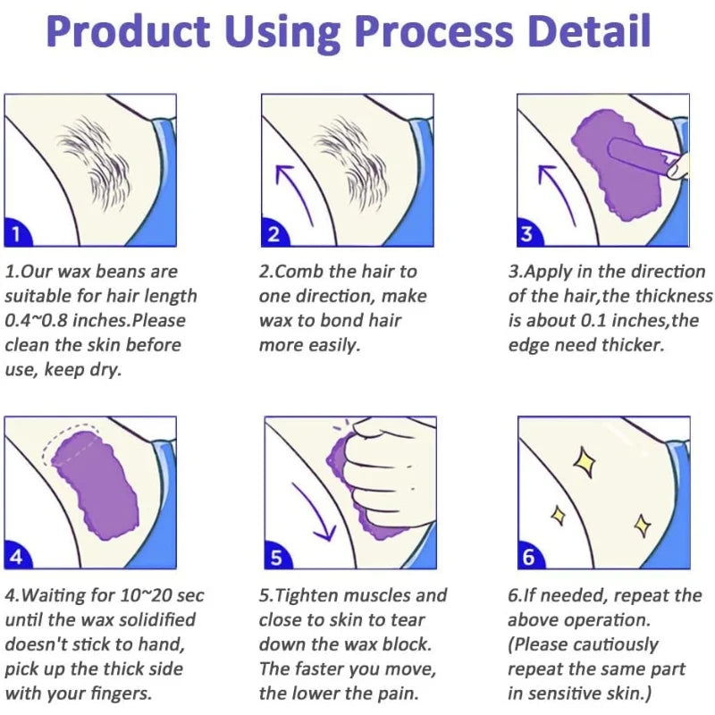 Hard Wax Beans  | Painless Hair Removal Wax Beads for Body & Facial Hair | Random flavour | 100g