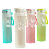 Pink Frosted Glass Water Bottle | Leak-Proof Insulated Bottle with Hello Master Decal Logo | 400ml