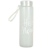 White Frosted Glass Water Bottle | Leak-Proof Insulated Bottle with Hello Master Decal Logo | 400ml