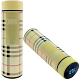 LED Temperature Display Water Bottle | Checkered Design | Smart Stainless Steel Vacuum 500ml Flask | Random Color
