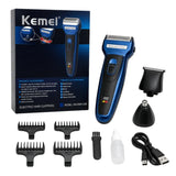 Kemei USB Electric Hair Clipper | Model KM-5560 | Rechargeable Hair Trimmer with Nose Trimmer Attachment | Professional Grooming Kit