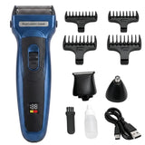 Kemei USB Electric Hair Clipper | Model KM-5560 | Rechargeable Hair Trimmer with Nose Trimmer Attachment | Professional Grooming Kit