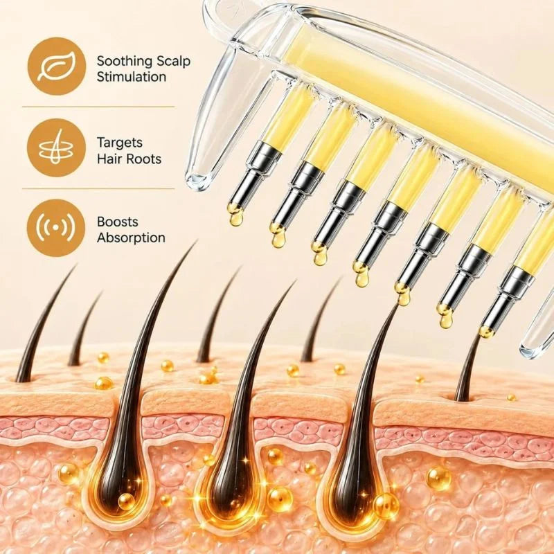 Transparent Hair Oil Applicator Comb | Refillable Scalp Massage Comb with Built-In Oil Reservoir | Leakproof Hair Serum Distribution Brush | Unisex
