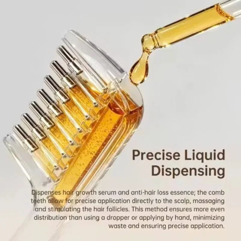 Transparent Hair Oil Applicator Comb | Refillable Scalp Massage Comb with Built-In Oil Reservoir | Leakproof Hair Serum Distribution Brush | Unisex
