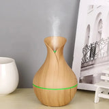 Vase-Shaped LED Humidifier | Model JSQ07 | USB Wood Grain Ultrasonic Cold Mist Humidifier | Aromatherapy Air Freshener | 200 ml