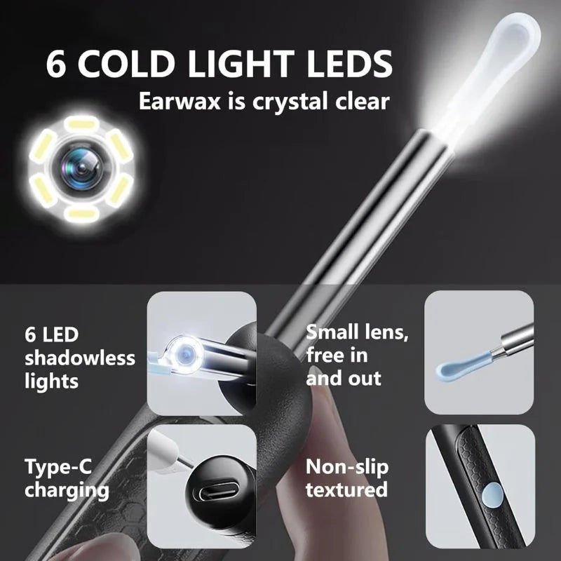 Smart Visual Ear Cleaner with 1080P HD Camera | Wireless Ear Wax Removal Otoscope | LED Ear Cleaning Tool for Android & iOS | Rechargeable & Portable