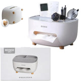 ECOCO Tissue Box with Multifunctional Storage Drawer | Creative Desk Organizer & Tissue Holder | Remote Control & Stationery Organizer | Kitchen, Living Room & Office